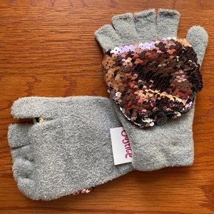 Brand New with tag Justice gray with pink flip sequin gloves